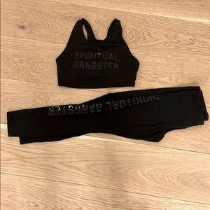Spiritual gangster activewear set in black